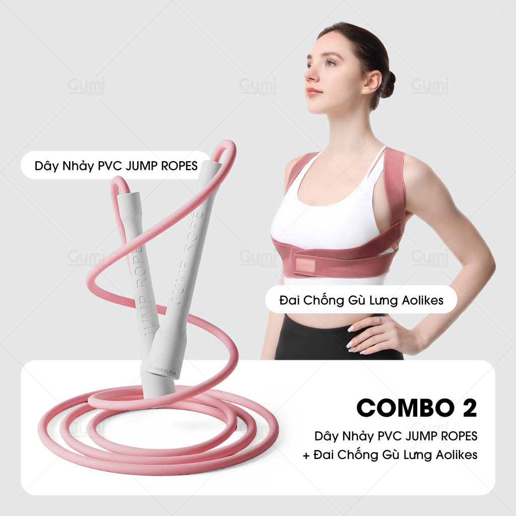 COMBO Dây Nhảy PVC Jump Ropes + Đai Chống Gù Lưng Aolikes 3109 - Combo_3109_PVC