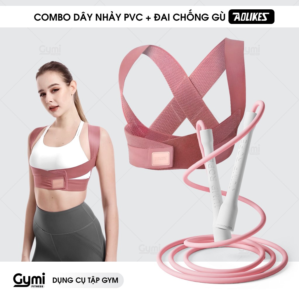 COMBO Dây Nhảy PVC Jump Ropes + Đai Chống Gù Lưng Aolikes 3109 - Combo_3109_PVC