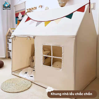Lều Cho Bé Pakey Cao Cấp, Lều Vải Hàn Quốc Cho Bé Màu Trắng Thoáng Khí Khung Nhựa PVC Chắc Chắn LV2