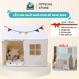 Lều Cho Bé Pakey Cao Cấp, Lều Vải Hàn Quốc Cho Bé Màu Trắng Thoáng Khí Khung Nhựa PVC Chắc Chắn LV2