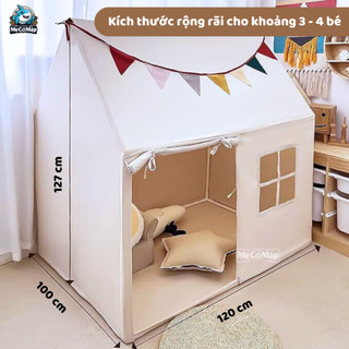 Lều Cho Bé Pakey Cao Cấp, Lều Vải Hàn Quốc Cho Bé Màu Trắng Thoáng Khí Khung Nhựa PVC Chắc Chắn LV2