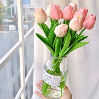 Hoa Giả - Hoa Tulip nhiều màu sắc 33cm trang trí xinh xắn, nhẹ nhàng, phụ kiện decor