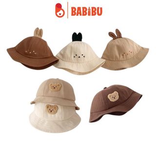Mũ vành thêu hình gấu thỏ cho bé từ 1 tới 3 tuổi