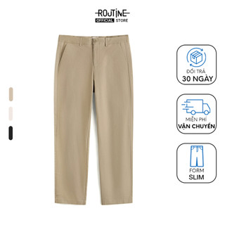 Quần Kaki Nam Premium Ống Ôm Trơn Cotton Form Slim - Routine 10S24PCA002P