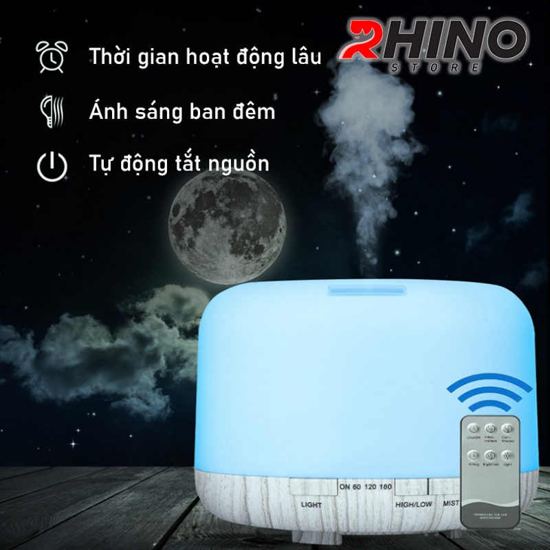 Ảnh Máy phun sương tạo ẩm lớn Rhino H701 500ml, tích hợp đèn ngủ, điều khiển từ xa 4