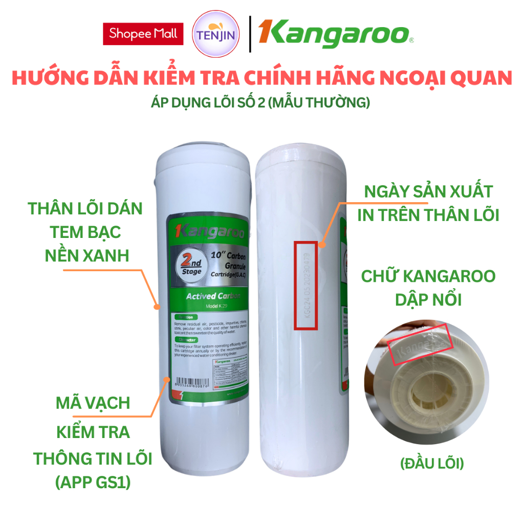 Bộ 5 lõi lọc nước Kangaroo dùng cho máy lọc có 3 cốc lọc 10inch Gồm Bộ lọc thô số 123 và 2 lõi 1