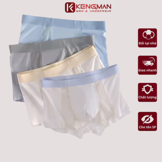 Sét 4 quần sịp nam KENGMAN MEN'S UNDERWEAR quần xì đùi thun lạnh co giãn mềm mại thoáng khí VENT SILK