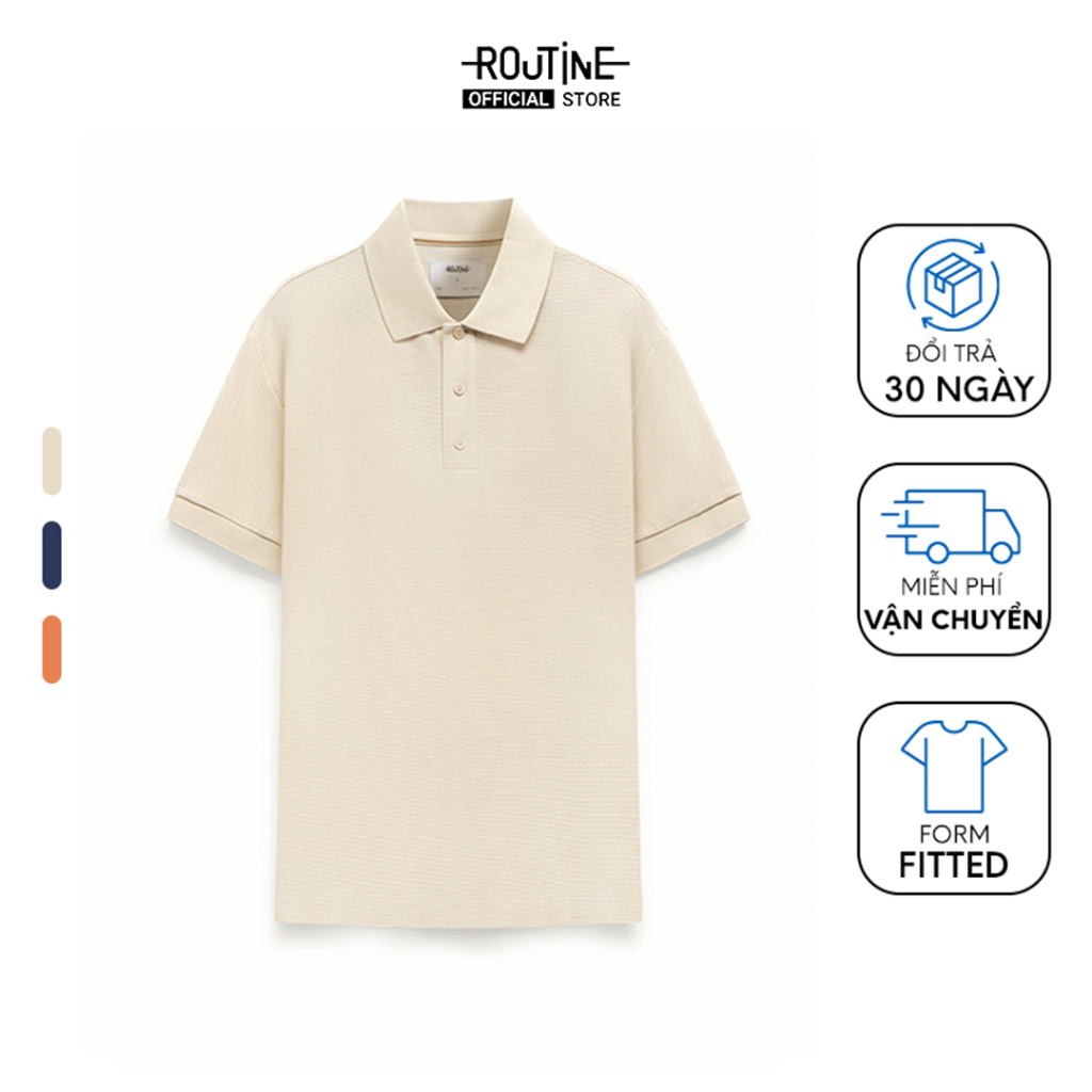 Ảnh Áo Thun Polo Nam Tay Ngắn Cotton Trơn Form Fitted - Routine 10S24POL006 1