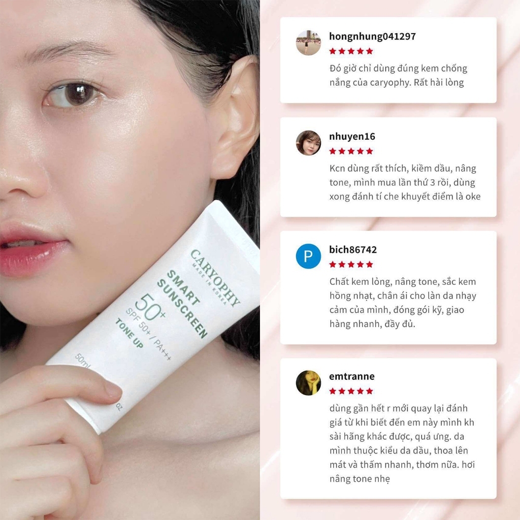 Ảnh Kem chống nắng Caryophy Sunscreen Tone Up Hàn Quốc SPF50+/PA+++ nâng tone ngừa mụn kiềm dầu 50ML 4