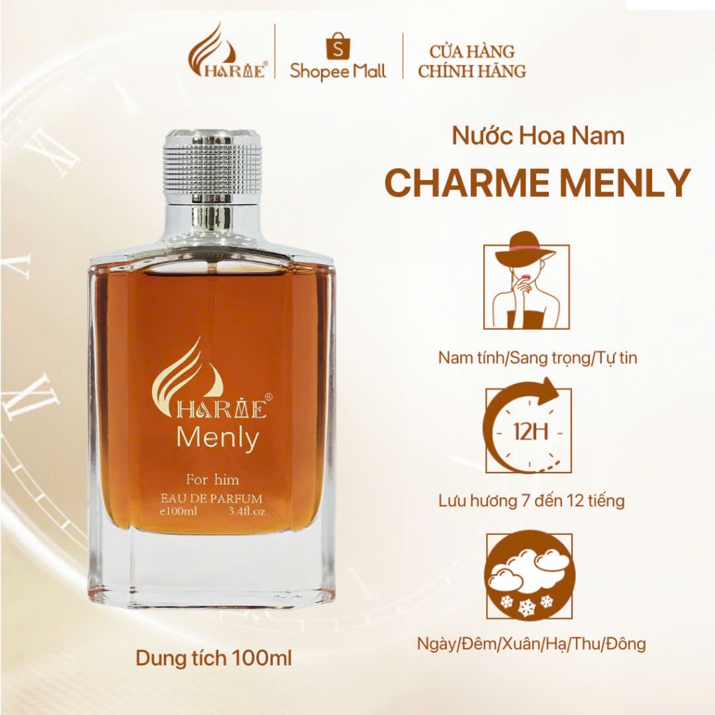 Ảnh Nước Hoa Nam Charme Menly 100ml Chính Hãng, Nhóm Hương Gỗ Cay, Phong Cách Nam Tính, Lịch Lãm 3