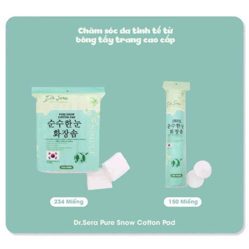 Bông Tẩy Trang Vải Cotton Mềm Mịn Dr.Sera Pure Snow Cotton Pad 150 Miếng/234 Miếng