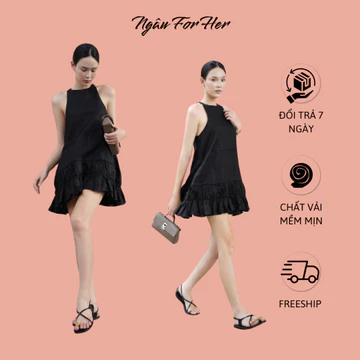 SUNNY DRESS- Đầm Yếm Babydoll Linen, Đầm Yếm Bèo tầng Ngâu For Her
