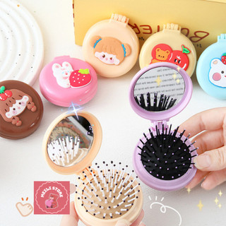 Gương Tròn Kèm Lược Gập Gòn Hoạ Tiết Hoạt Hình Ngộ Nghĩnh Xinh Xắn MEILI STORE