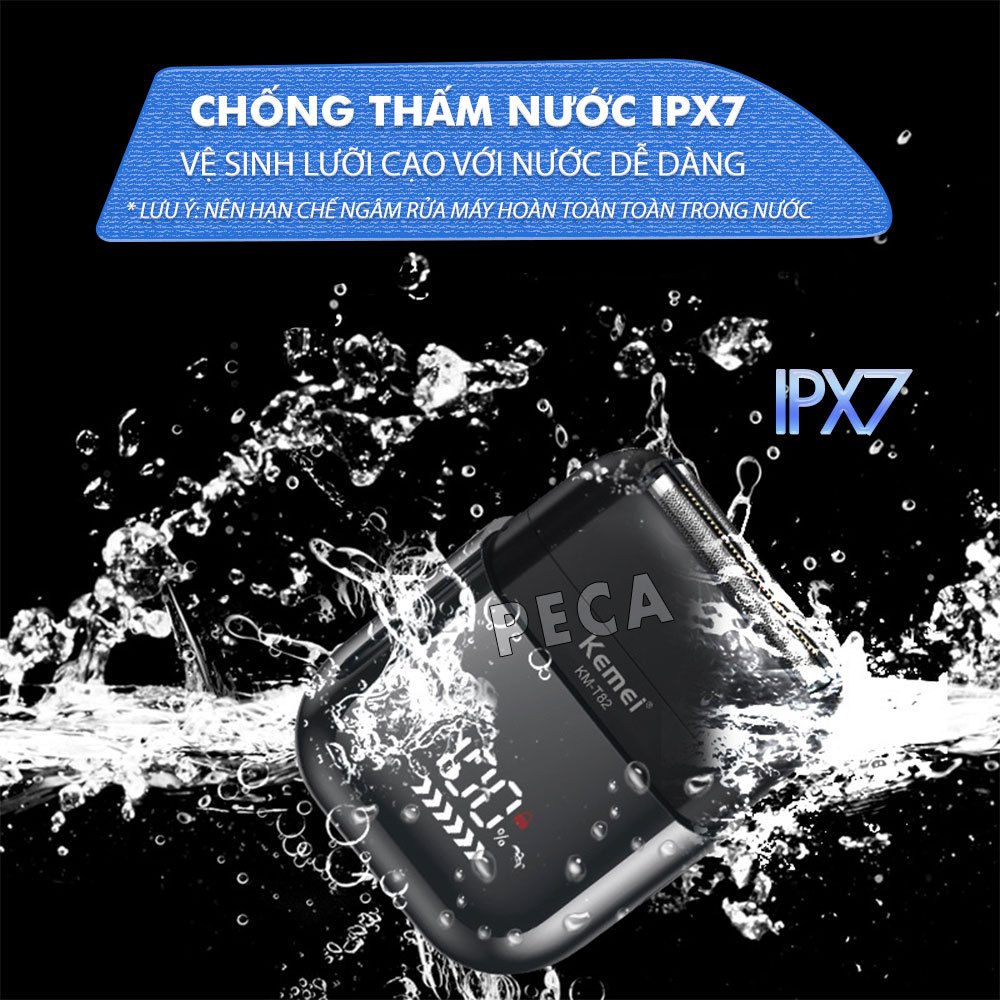 Ảnh Máy cạo râu mini lưỡi kép Kemei KM-T82 màn hình LCD, công suất 5w mạnh mẽ cảm biến râu thông minh - Hàng chính hãng 4