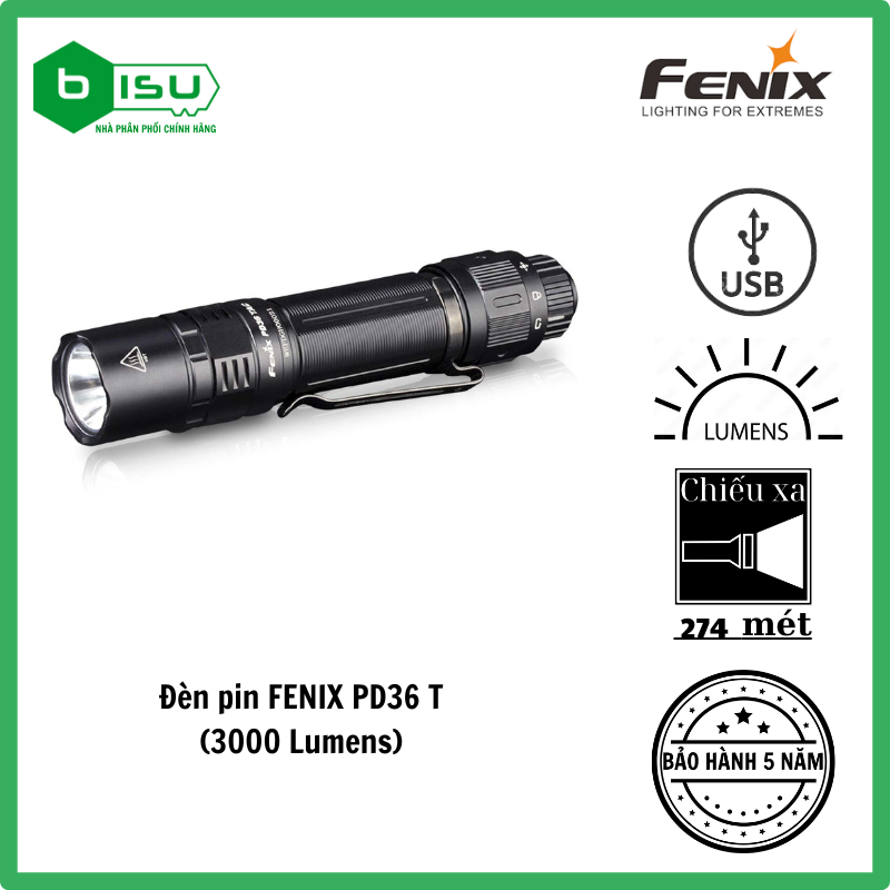 ĐÈN PIN FENIX PD36 Tac (3000 LUMENS)