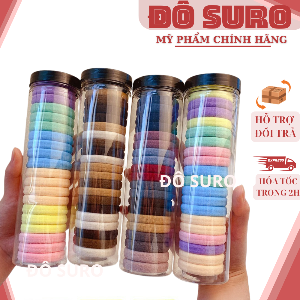 Bộ 20 dây buộc tóc thời trang màu trơn chất liệu co giãn chống đau đầu và rụng tóc, siêu tiện cho nữ