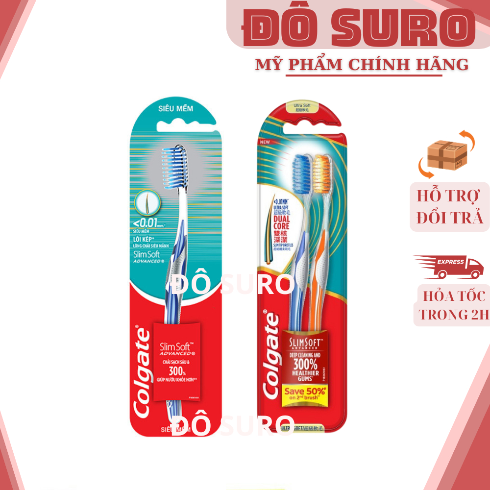 Bàn chải Colgate SlimSoft Advanced ngăn chảy máu nướu siêu mềm và mảnh