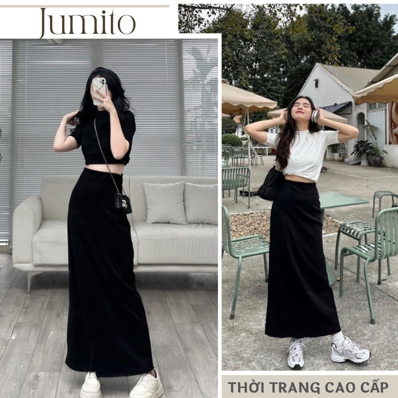 Váy nữ maxi lưng cao co giãn thanh lịch Jumito, chân váy phong cách thời trang đơn giản thoải mái hcom2765