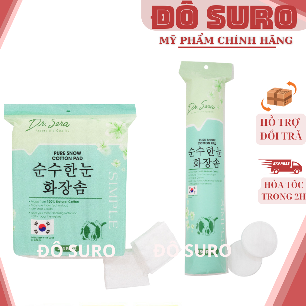 Bông Tẩy Trang Vải Cotton Mềm Mịn Dr.Sera Pure Snow Cotton Pad 150 Miếng/234 Miếng