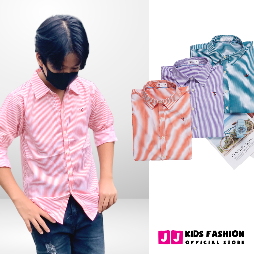 Áo sơ mi cho bé trai dài tay sọc nhẹ nhàng phong cách Hàn Quốc full size - JJ Kid