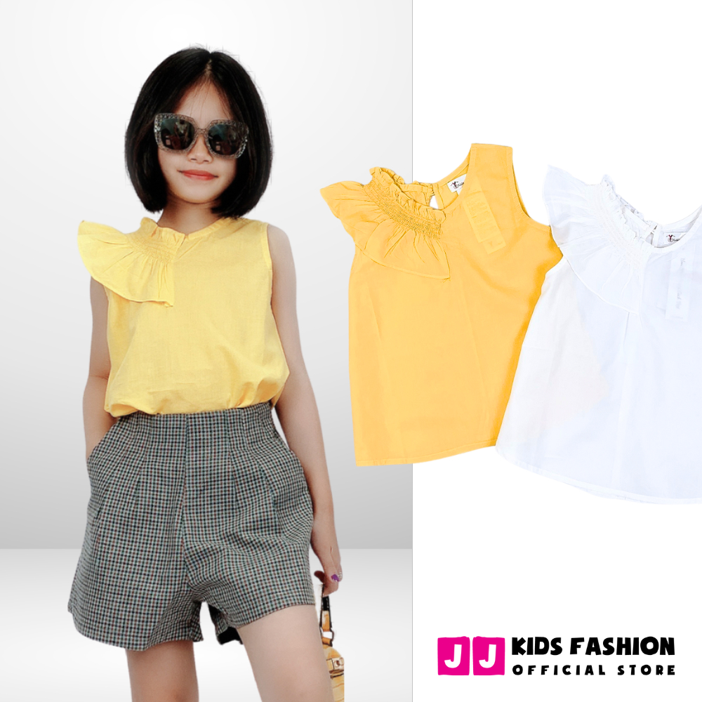 Áo sơ cho mi bé gái tay cộc tay chạy smoking nhẹ nhàng, cao cấp - JJ Kids
