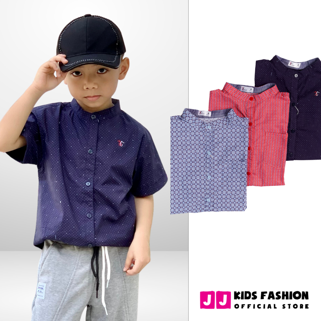 Áo sơ mi cho bé trai, áo sơ mi bé trai dài tay sọc cổ trụ phong cách Hàn Quốc sang trọng | JJ Kids