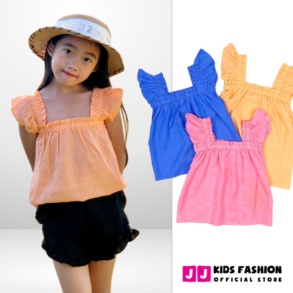 Áo bé gái tay cánh tiên chất linen nhẹ nhàng, dễ thương - JJ Kids