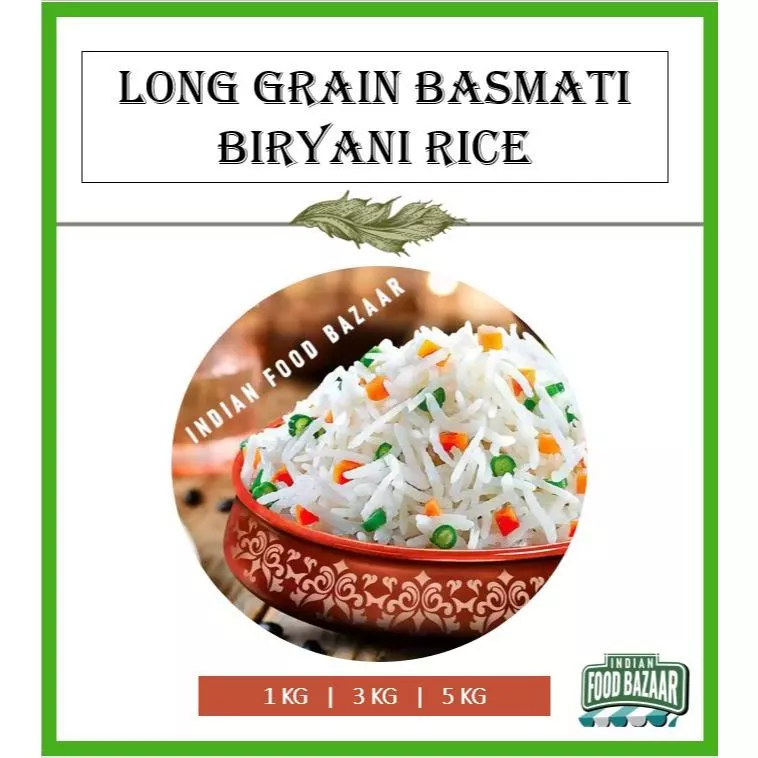 5 Kg - Gạo Basmati Biryani hạt dài Ấn Độ - Indian Long Grain Basmati Biryani Rice - 1Kg, 3Kg, 5 Kg