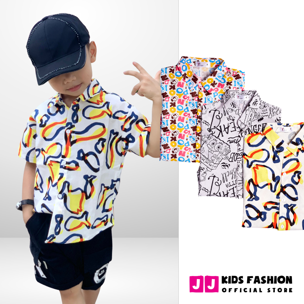 Áo sơ mi cho bé trai ngắn tay phong cách thời trang Hàn Quốc - JJ Kids