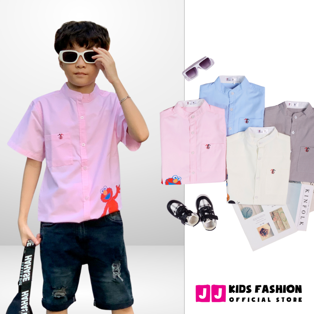 Áo sơ mi cho bé trai ngắn tay in hình hoạt hình dễ thương - JJ Kids