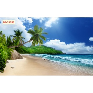 Tranh phong cảnh 3D dán tường phòng khách, phòng làm việc, nhà hàng; tranh in trên chất liệu vải lụa (tặng kèm keo dán)