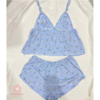 Set đồ ngủ phối cúp bra chất cotton mát mịn - Mimihouse
