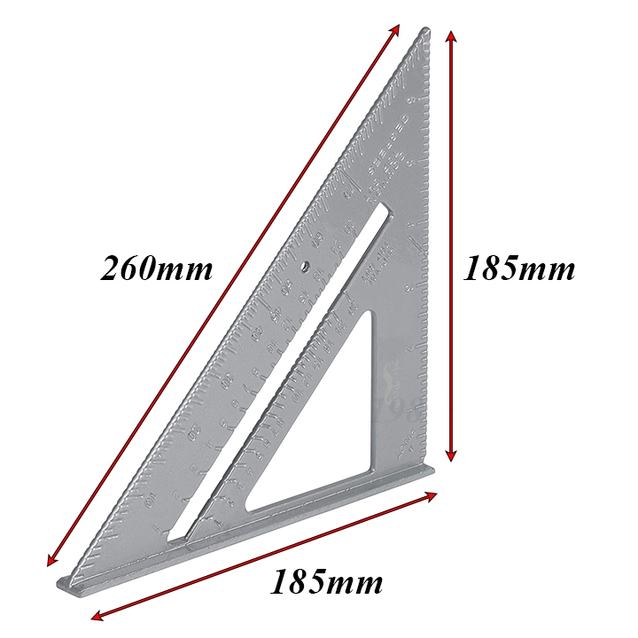 Thước ke góc vuông bằng hợp kim nhôm dài 18cm 30cm , thước tam giác nhôm dày , vạch số khắc chìm rõ nét