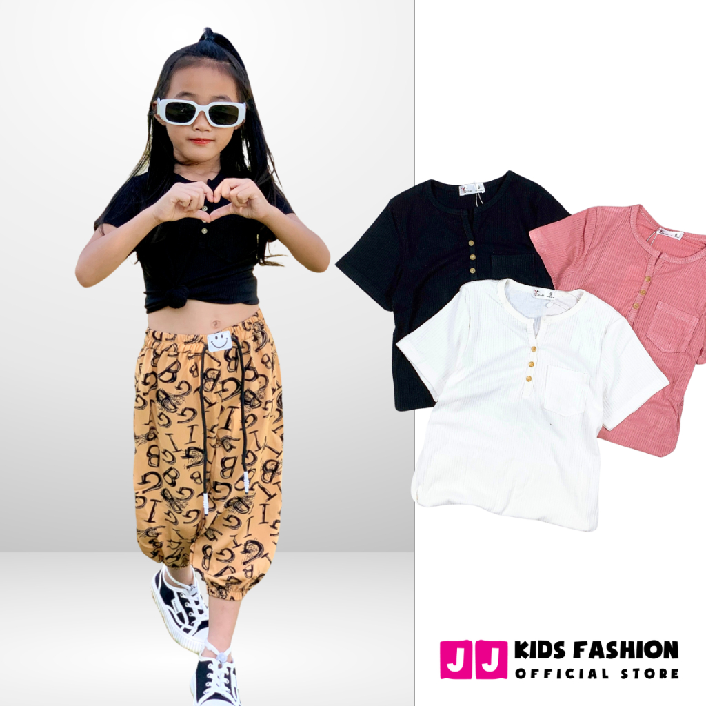 Áo thun cotton cho bé gái ngắn tay cao cấp full size JJ Kids
