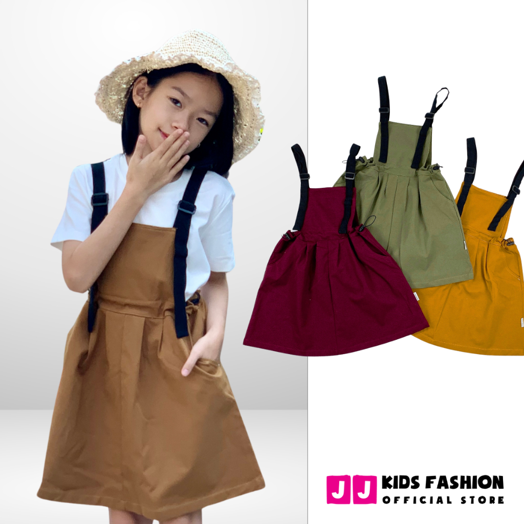 Set váy cho bé gái thiết kế dạng yếm kaki size đại cá tính - JJ Kids