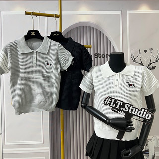 Áo len polo cổ bẻ cún thom sọc tay, áo len lỗ tổ ong thoáng mát 560