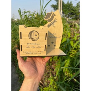 Hộp Bút Gỗ Khắc Lời Chúc Theo Yêu Cầu - Quà Tặng Đáng Yêu Cho Bé - Quà Tặng Học Sinh
