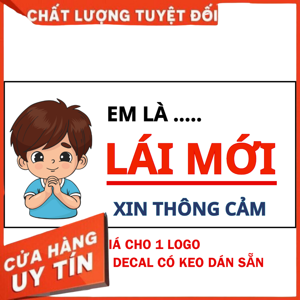 1 LOGO STICKER TEM DECAL DÁN XE LÁI MỚI XIN THÔNG CẢM MẪU NAM NỮ CUTE ...