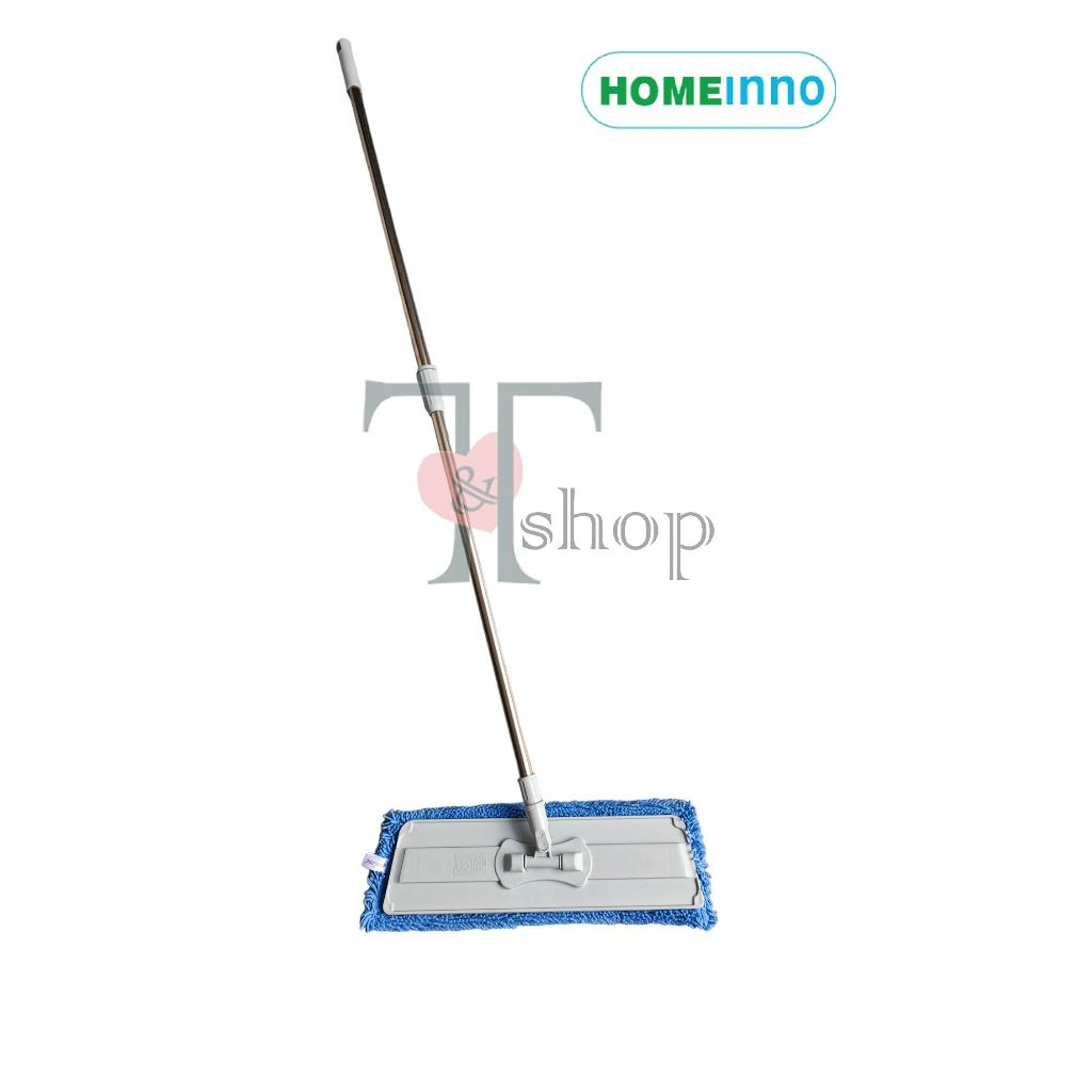 Cây Lau Nhà Inox Đế Nhựa Kiểu Dán Tấm Lau San Hô / Xoắn / Mịn 45cm Homeinno Cán Tăng Đơ Thu Ngắn 90cm Dài Ra 1m4