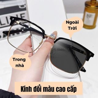 Kính đổi màu cao cấp chống ánh sáng xanh và tia UV, Mắt kính mát nửa gọng phong cách hàn quốc K041