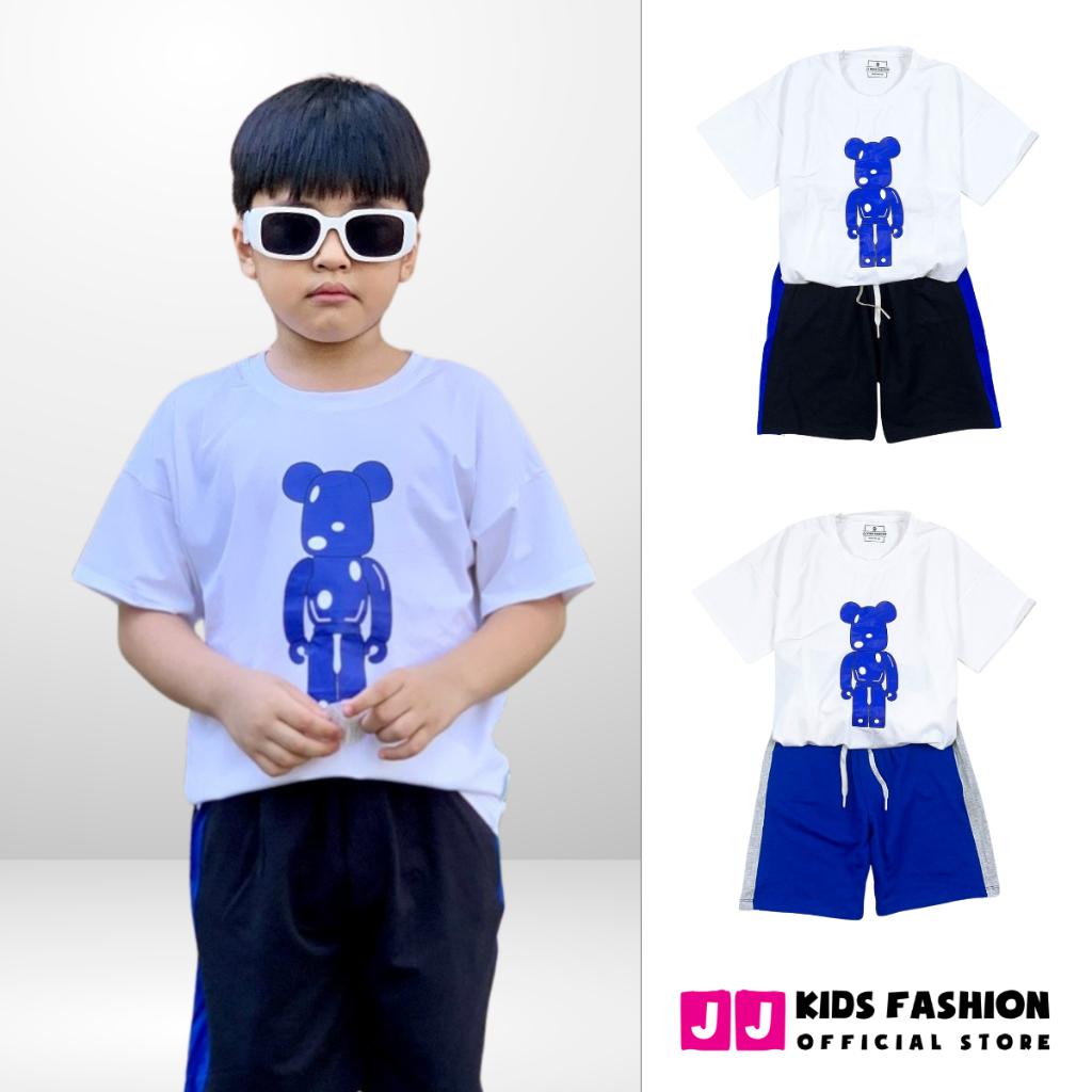 Bộ quần áo bé trai mùa hè JJ Kids chất cotton co giản, thoáng mát cho trẻ em full size