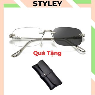 Kính đổi màu không gọng cao cấp thời trang hàn quốc, Mắt kính mát không độ chống ánh sáng xanh K042