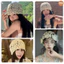 -🍊 Mũ trùm đầu len móc gắn hoa ren thời trang phong cách Nhật Bản (M186)-P1