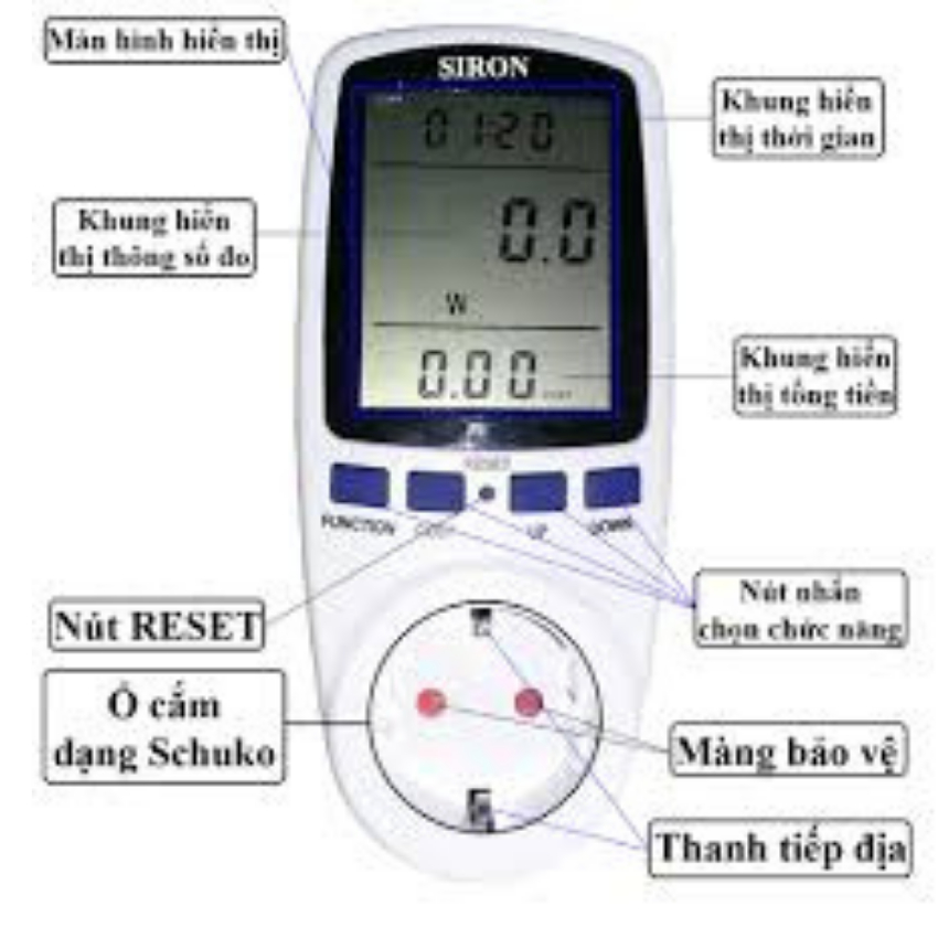 Thiết bị đo công suất điện áp điện năng tiêu thụ các thiết bị điện, ổ ...