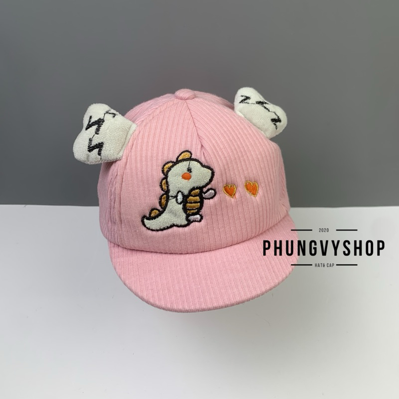 (SALE) Bé dưới 12 tháng/ Mũ lưỡi trai cho bé trai bé gái sơ sinh phungvyshop- KÉT nhí KHỦNG LONG BẮN TIM ZZ