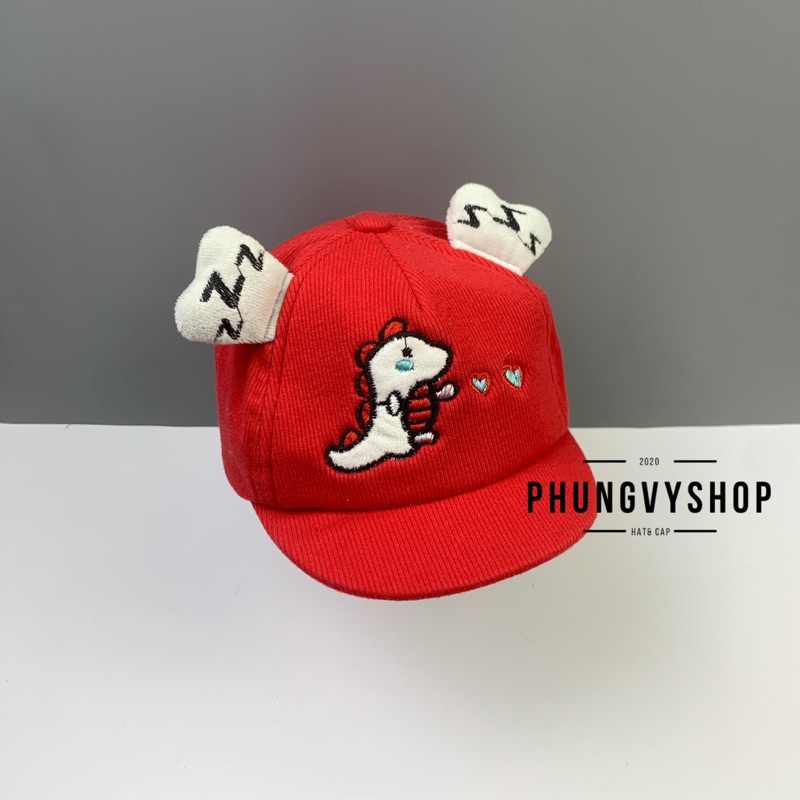 (SALE) Bé dưới 12 tháng/ Mũ lưỡi trai cho bé trai bé gái sơ sinh phungvyshop- KÉT nhí KHỦNG LONG BẮN TIM ZZ