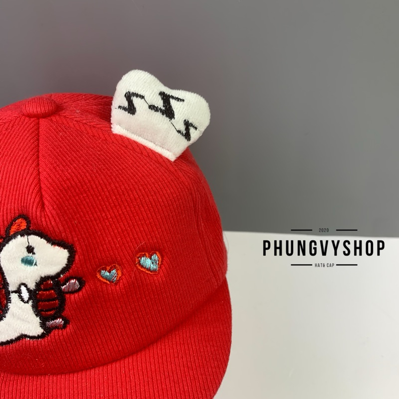 (SALE) Bé dưới 12 tháng/ Mũ lưỡi trai cho bé trai bé gái sơ sinh phungvyshop- KÉT nhí KHỦNG LONG BẮN TIM ZZ