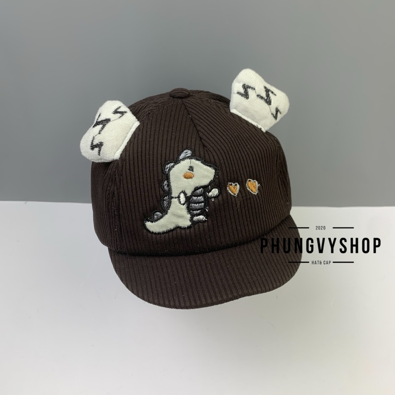(SALE) Bé dưới 12 tháng/ Mũ lưỡi trai cho bé trai bé gái sơ sinh phungvyshop- KÉT nhí KHỦNG LONG BẮN TIM ZZ
