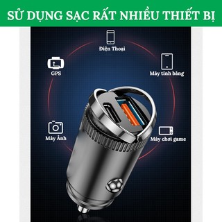 Tẩu Sạc Nhanh Ô Tô C13, Tích Hợp 2 USB Type C PD30W + QC3.0 Bằng Kim Loại VERSION 6