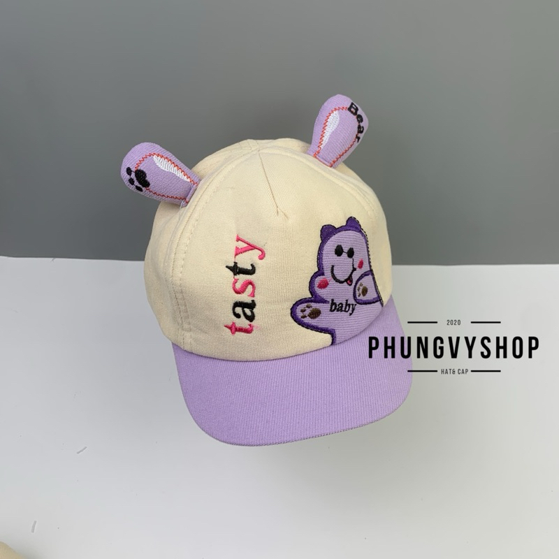 Bé 1-2 TUỔI/ Mũ lưỡi trai cho bé trai bé gái phungvyshop- Nón trẻ em / Kết Nhí Gấu Tasty /